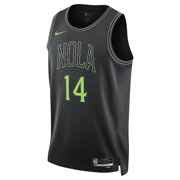 Brandon Ingram New Orleans Pelicans Nike Unisex 2023/24 Swingman Jersey - Black - City Edition - Image 2
