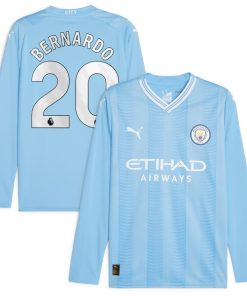 Bernardo Silva Manchester City Puma 2023/24 Home Replica Player Long Sleeve Jersey - Sky Blue