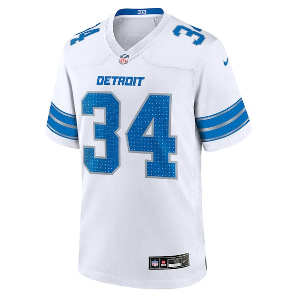 Alex Anzalone Detroit Lions Nike White Game Jersey - White/Blue - Image 3