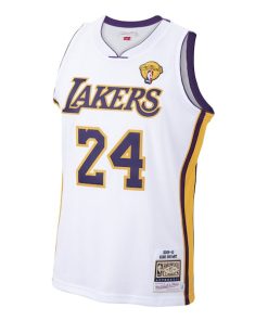 Alternative view of Men's Los Angeles Lakers Kobe Bryant White 2009-10 Hardwood Classics Authentic Jersey