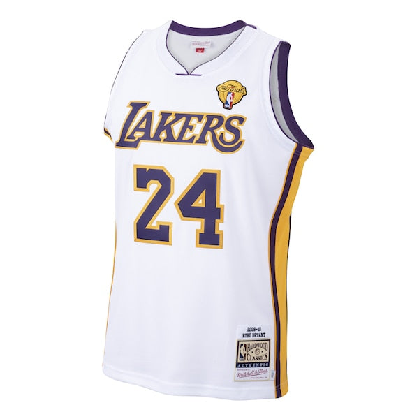 Men's Los Angeles Lakers Kobe Bryant White 2009-10 Hardwood Classics Authentic Jersey - Image 2