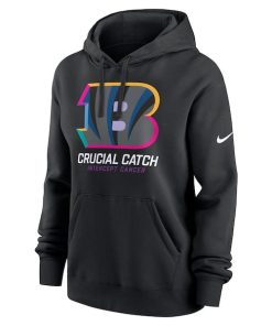 Alternative view of Cincinnati Bengals Nike Women's 2024 NFL Crucial Catch Club Pullover Hoodie - Black