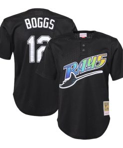 Wade Boggs Tampa Bay Rays Youth Cooperstown Collection?Mesh Batting Practice Jersey - Black