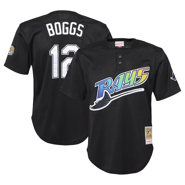 Wade Boggs Tampa Bay Rays Youth Cooperstown Collection?Mesh Batting Practice Jersey - Black