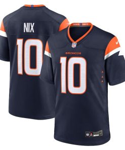 Alternative view of Youth Bo Nix Denver Broncos Nike Alternate Game Jersey -  Navy/White