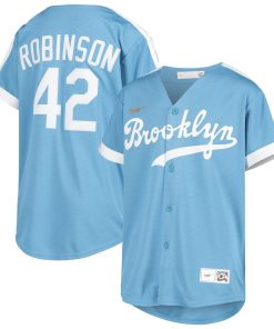 Jackie Robinson Brooklyn Dodgers Nike Youth Alternate Cooperstown Collection Player Jersey - Light Blue