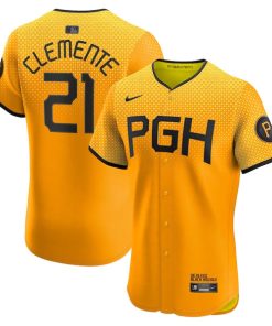 Roberto Clemente Pittsburgh Pirates Nike City Connect Elite Player Jersey - Gold