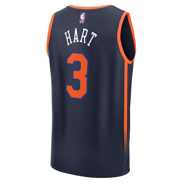 Josh Hart New York Knicks Fast Break Replica Player Jersey - Statement Edition - Navy - Image 3
