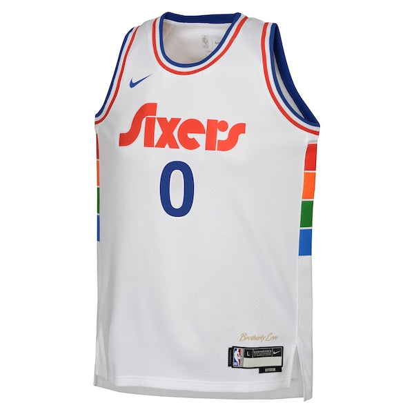 Tyrese Maxey Philadelphia 76ers Nike Youth 2024/25 Swingman Player Jersey - City Edition - White - Image 2