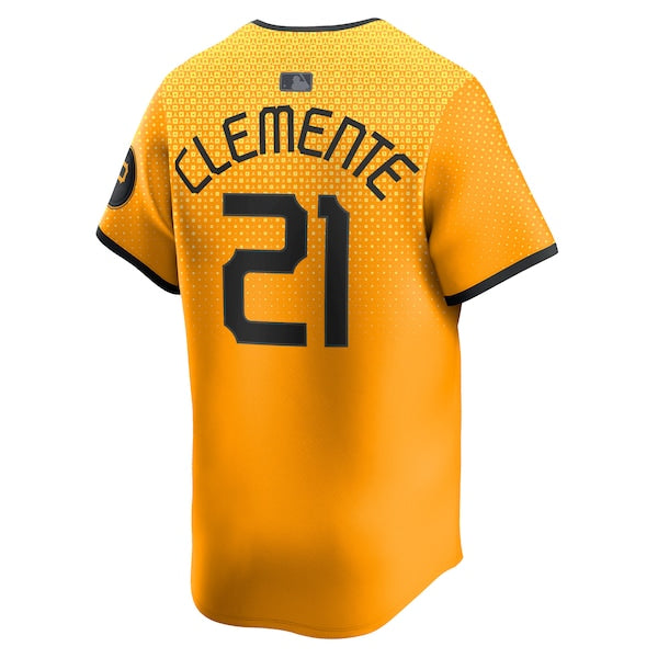 Roberto Clemente Pittsburgh Pirates Nike City Connect Limited Player Jersey - Gold - Image 3