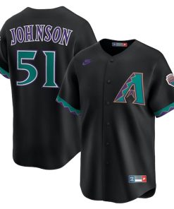 Alternative view of Randy Johnson Arizona Diamondbacks Nike Throwback Cooperstown Collection Limited Jersey - Black/Cream