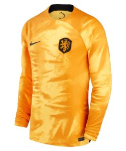 Alternative view of Netherlands National Team Nike 2022/23 Home Breathe Stadium Replica Blank Long Sleeve Jersey - Orange