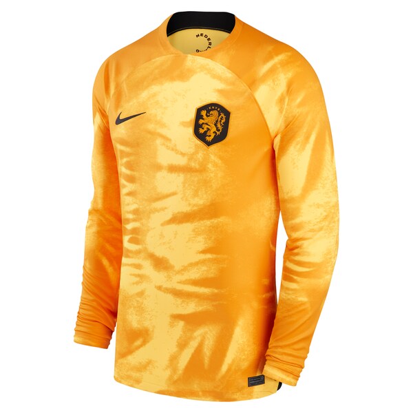 Netherlands National Team Nike Youth 2022/23 Home Breathe Stadium Replica Blank Long Sleeve Jersey - Orange - Image 2