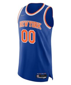 Alternative view of New York Knicks Nike 2021/22 Diamond Swingman Authentic Custom Jersey - Icon Edition - Blue