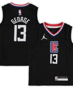 Paul George LA Clippers Jordan Brand Preschool 2020/21 Fast Break Replica Jersey - Statement Edition - Black