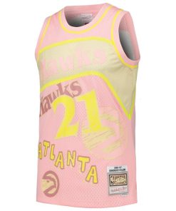 Alternative view of Dominique Wilkins Atlanta Hawks  1986/87 Swingman Sidewalk Sketch Jersey - Pink