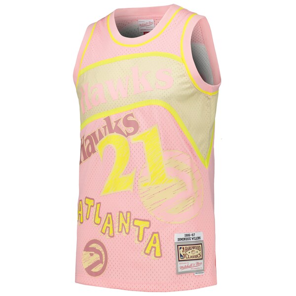 Dominique Wilkins Atlanta Hawks 1986/87 Swingman Sidewalk Sketch Jersey - Pink - Image 2