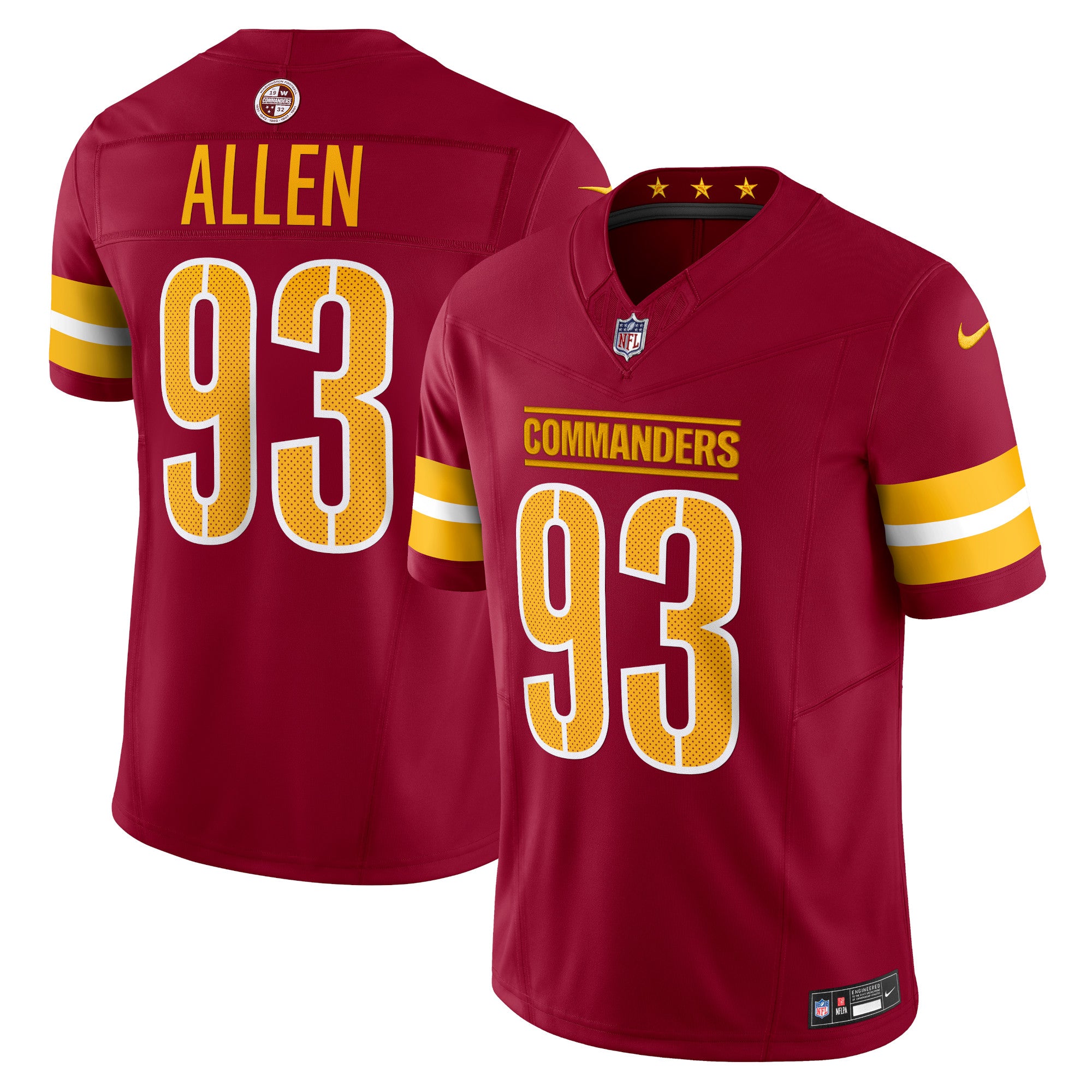Jonathan Allen Washington Commanders Nike Alternate Vapor F.U.S.E. Limited Jersey - Black/Burgundy - Image 5