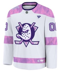 Alternative view of Anaheim Ducks  2024 Hockey Fights Cancer Custom Practice Jersey - White