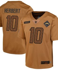 Justin Herbert Los Angeles Chargers Nike Youth 2023 Salute To Service Limited Jersey - Brown