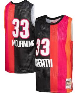 Alonzo Mourning Miami Heat Hardwood Classics 2005/06 Split Swingman Jersey - Black/Red