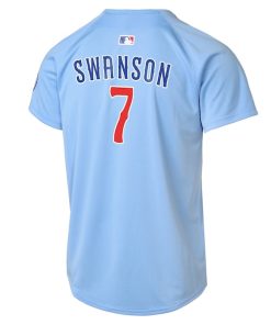 Alternative view of Dansby Swanson Chicago Cubs Nike Youth 2nd Alternate Limited Player Jersey - Baby Blue