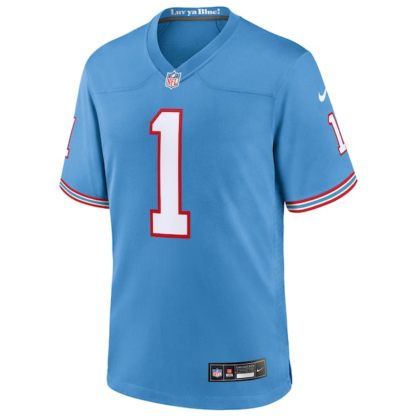 Cameron Ward Tennessee Titans Nike 2025 NFL Draft First Round Pick 2nd Game Jersey - Light Blue/Navy/White - Image 3