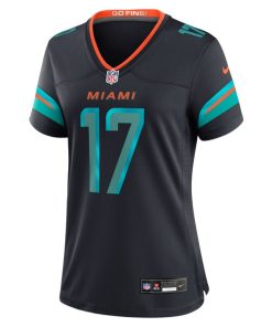Alternative view of Jaylen Waddle Miami Dolphins Nike Women's 2025 Rivalries Collection Game Jersey - Pitch Blue