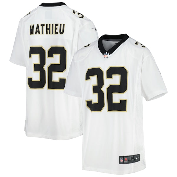 Tyrann Mathieu New Orleans Saints Nike Youth Game Jersey - White/Black - Image 2