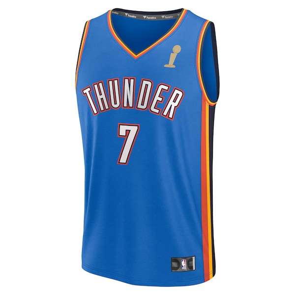 Chet Holmgren Oklahoma City Thunder 2025 NBA Finals Champions Fast Break Replica Player Jersey - Blue - Icon Edition - Image 2