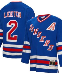 Alternative view of Brian Leetch New York Rangers Alternate Captain Patch 1993/94 Blue Line Player Jersey - Blue