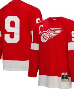 Alternative view of Gordie Howe Detroit Red Wings Big & Tall 1960 Captain Patch Blue Line Player Jersey - Red