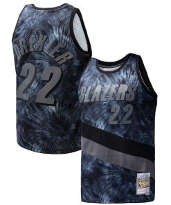 Clyde Drexler Portland Trail Blazers Hardwood Classics 1991/92 Tie-Dye Swingman Jersey - Black