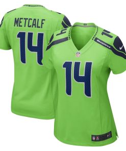 DK Metcalf Seattle Seahawks Nike Women's Game Jersey - Neon Green/Navy