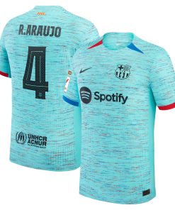 Alternative view of Ronald Araujo Barcelona Nike 2023/24 Home Authentic Jersey - Royal/Aqua/White