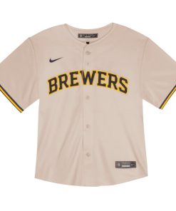 Alternative view of Christian Yelich Milwaukee Brewers Nike Toddler Home Game Jersey - Cream