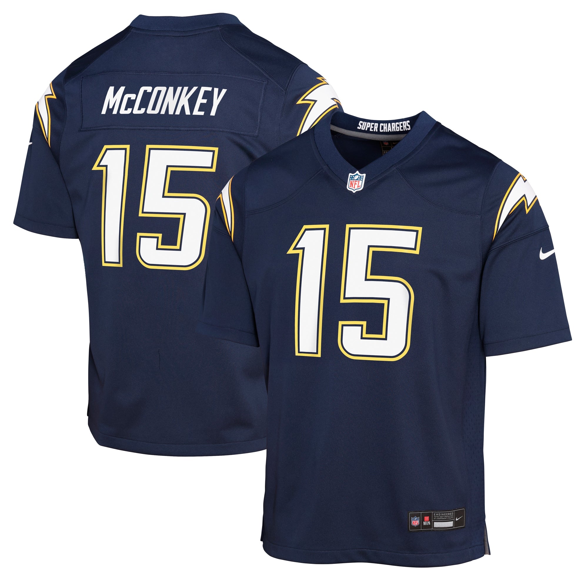 Ladd McConkey Los Angeles Chargers Nike Youth Alternate Charger Power Game Player Jersey - Gold/Navy - Image 5