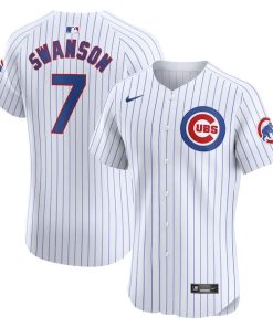 Alternative view of Dansby Swanson Chicago Cubs Nike Home Elite Player Jersey - White