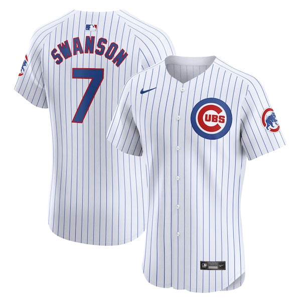 Dansby Swanson Chicago Cubs Nike Home Elite Player Jersey - White - Image 2