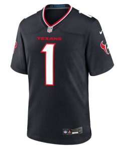 Alternative view of Number 1 Groom Houston Texans Nike Game Jersey - Navy