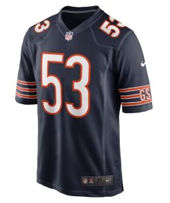 Alternative view of TJ Edwards Chicago Bears Nike Game Player Jersey - Navy
