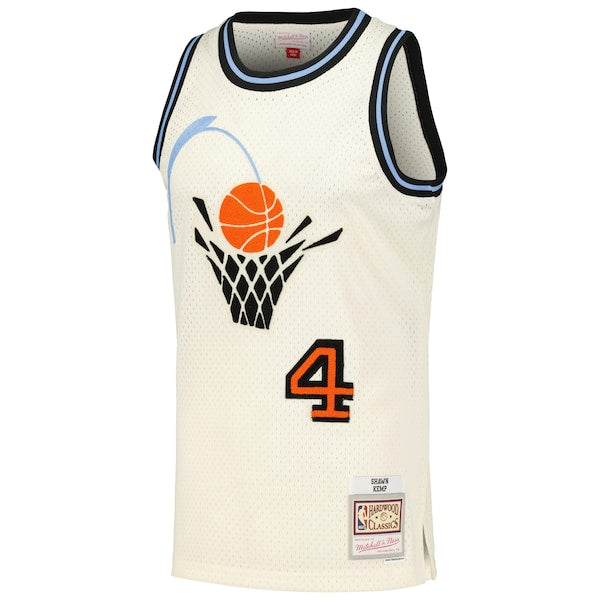Shawn Kemp Cleveland Cavaliers Chainstitch Swingman Jersey - Cream - Image 2