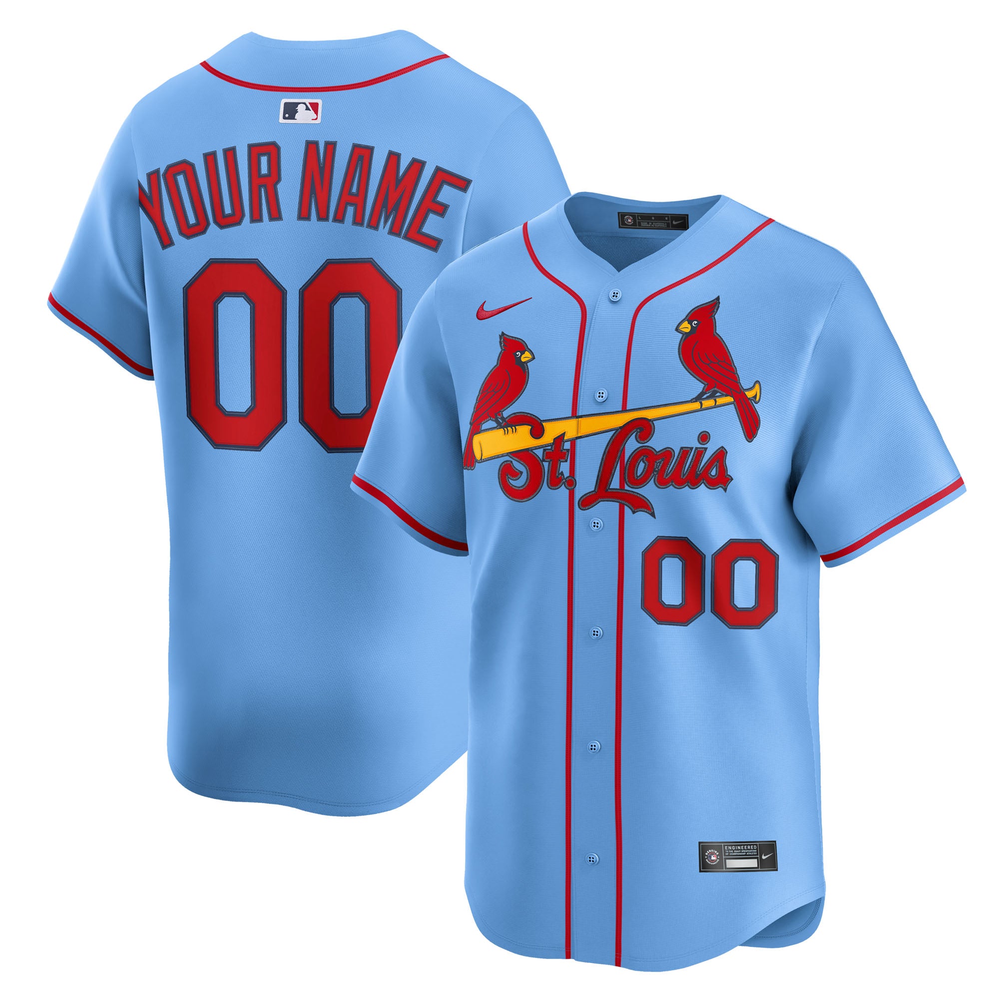 St. Louis Cardinals Nike Home Limited Custom Jersey - White/Light Blue - Image 6