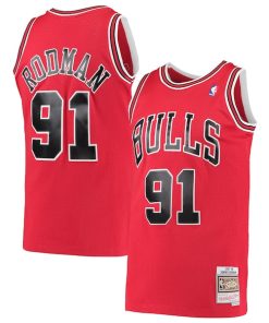 Dennis Rodman Chicago Bulls  Hardwood Classics Swingman Jersey - Red/Black