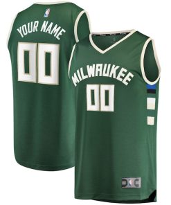 Milwaukee Bucks  Youth Fast Break Custom Replica Jersey Hunter Green - Icon Edition