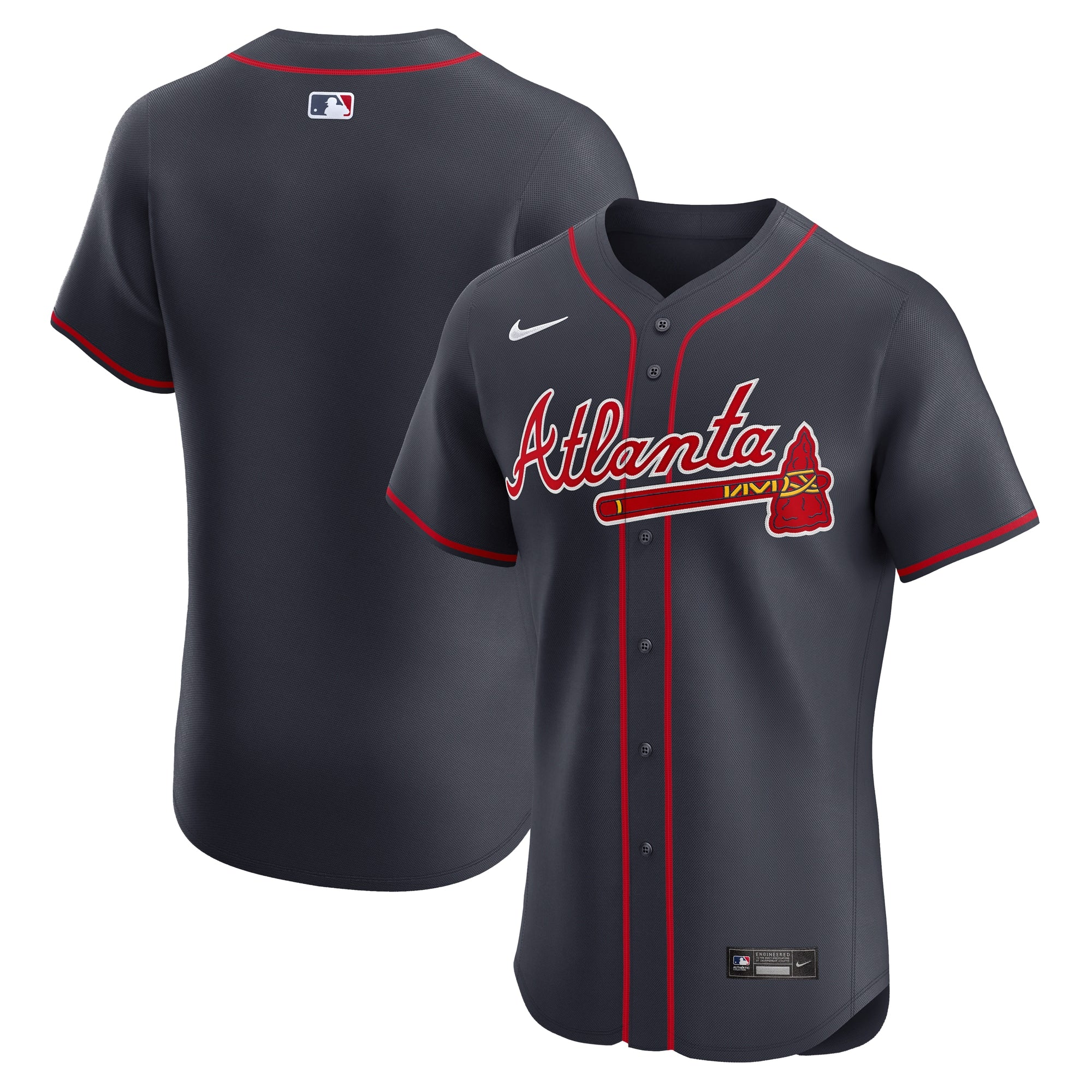 Atlanta Braves Nike Alternate Elite Jersey - Red/Navy/White - Image 7