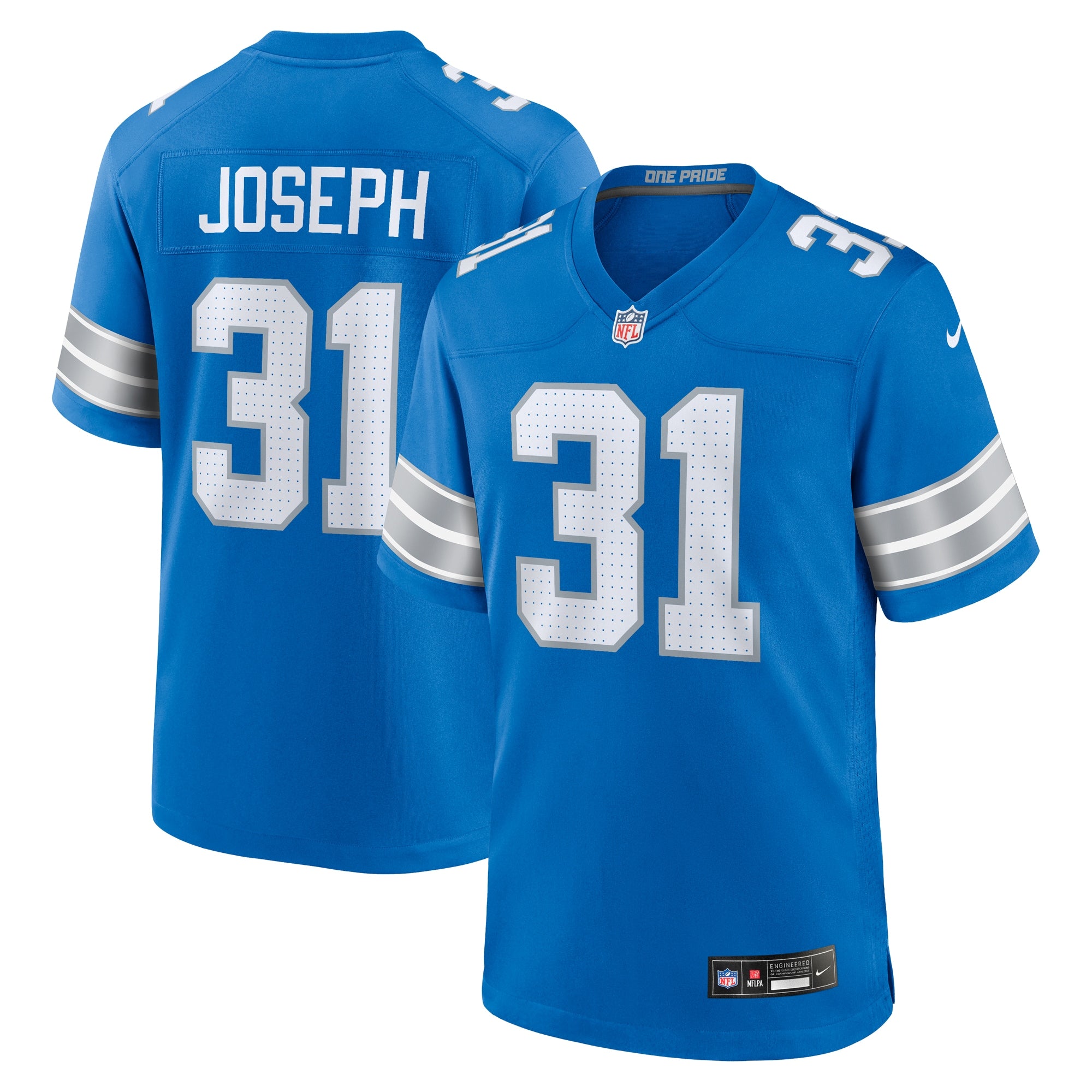 Kerby Joseph Detroit Lions Nike Game Jersey - White/Blue - Image 6