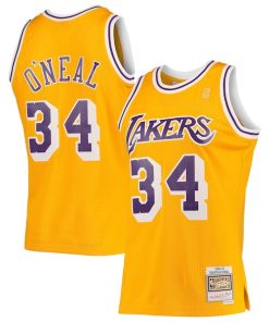 Alternative view of Shaquille O'Neal Los Angeles Lakers  1996/97 Hardwood Classics Swingman Jersey - Gold/Purple/Royal