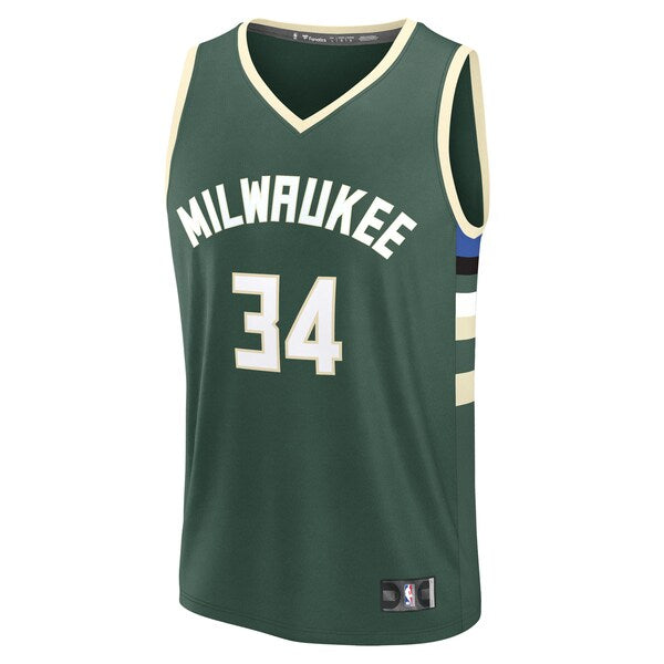 Giannis Antetokounmpo Milwaukee Bucks Fast Break Replica Player Jersey - Icon Edition - Hunter Green - Image 2
