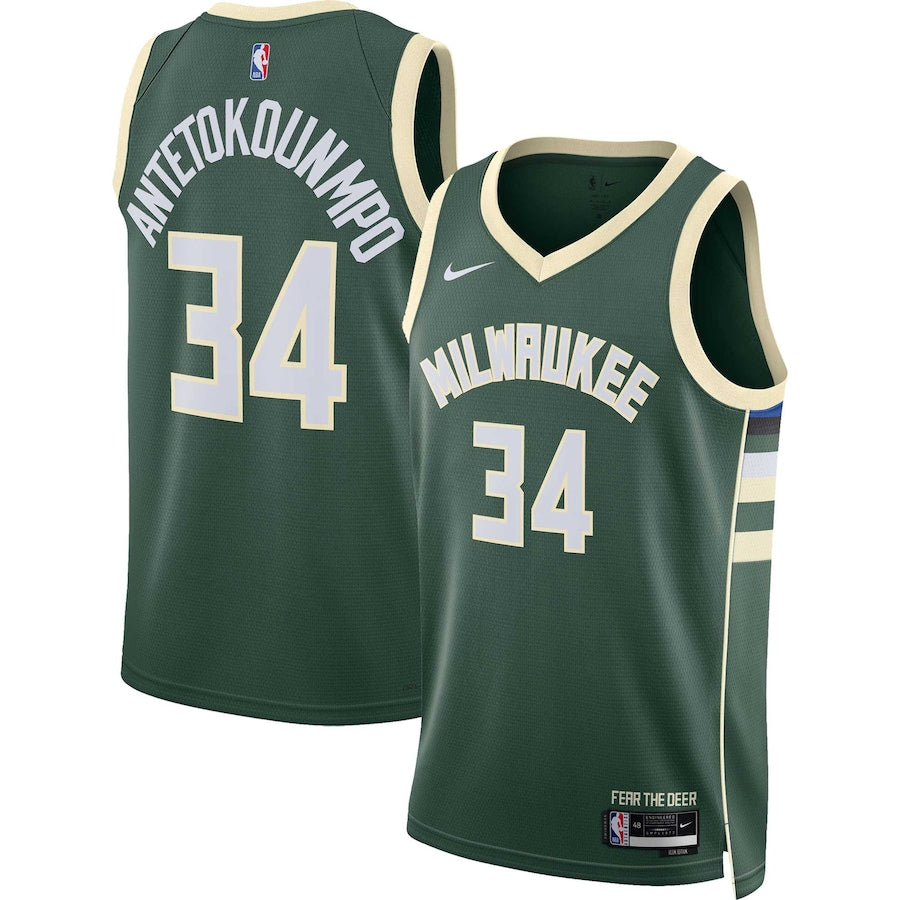 Giannis Antetokounmpo Milwaukee Bucks Nike Unisex Swingman Jersey - Association Edition - White/Hunter Green - Image 6